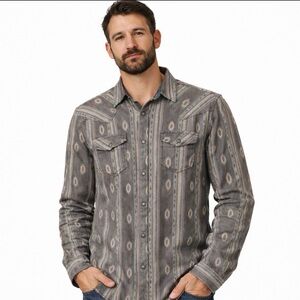 CODY JAMES MEN'S VOYAGER SOUTHWESTERN STRIPED LONG SLEEVE SNAP SHIRT LARGE